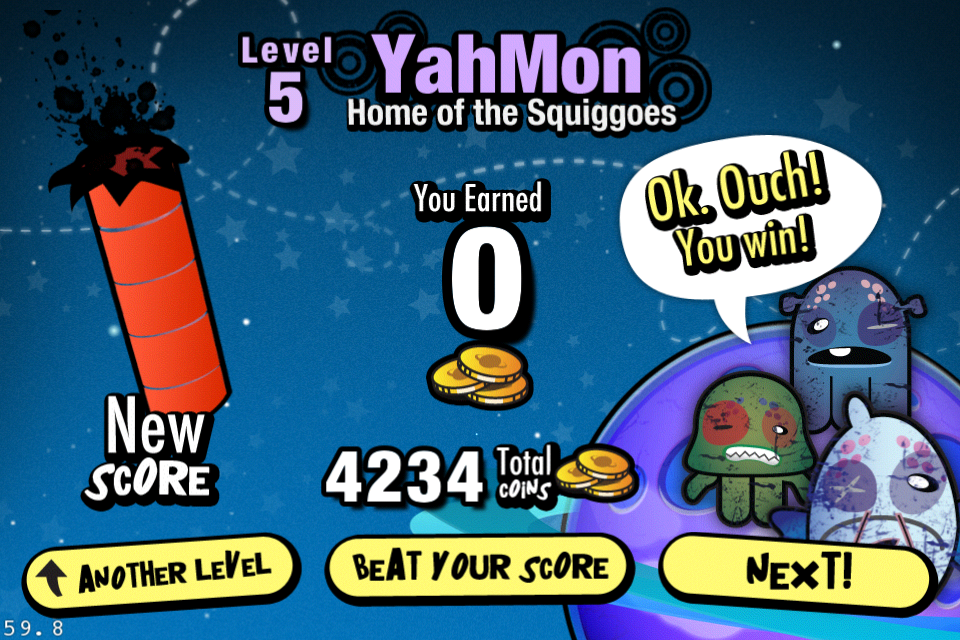 YahMon game end screen