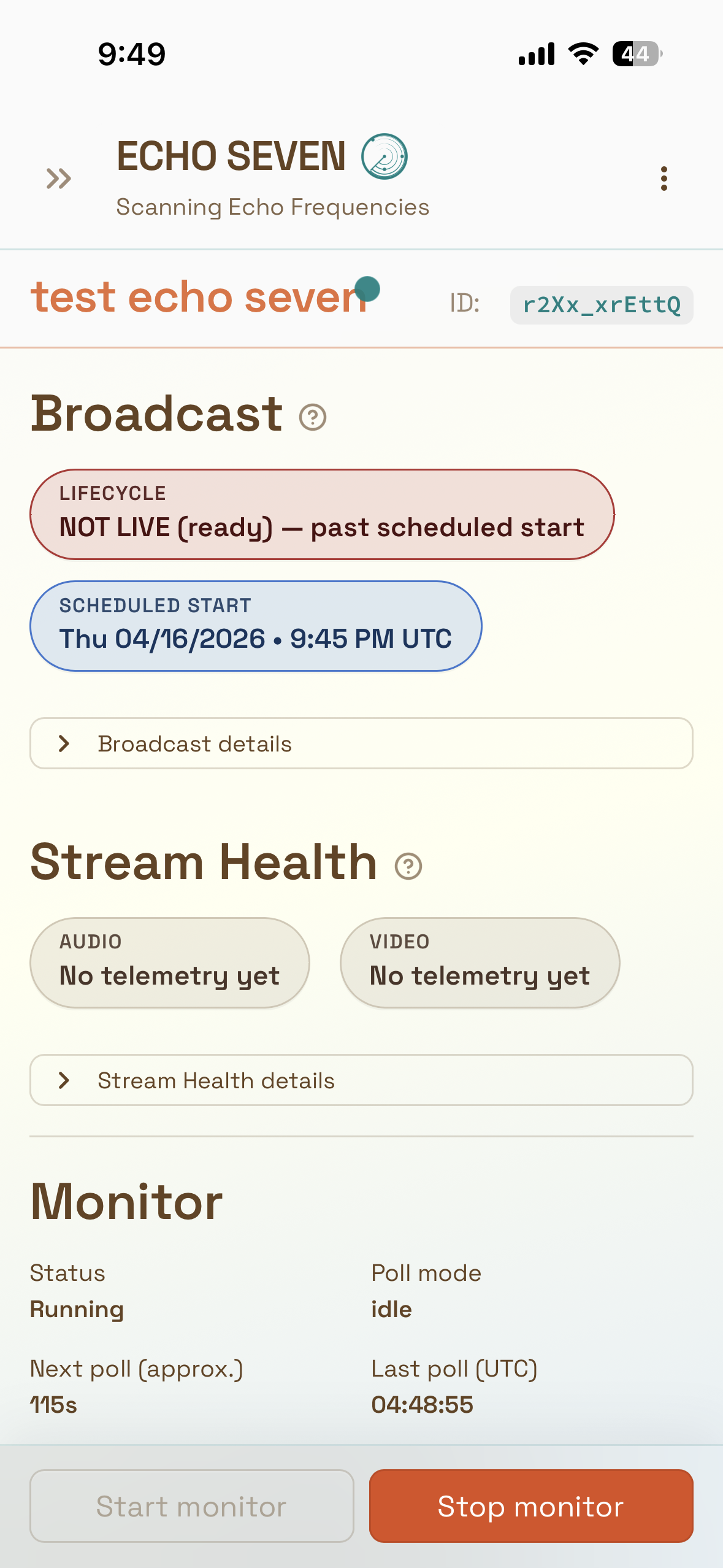 No telemetry yet